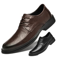 Chaussures basses pour hommes en cuir véritable, décontractées et élégantes, respirantes, antidérapantes, à lacets, noires, pour le printemps et l'hiver, idéales pour les mariages