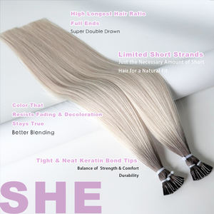 Cinereo biondo platino radicato scuro Stick I punte capelli russi Pre-legati Super doppie estensioni disegnate 1g ogni filo 100g MOQ - Product Image 2