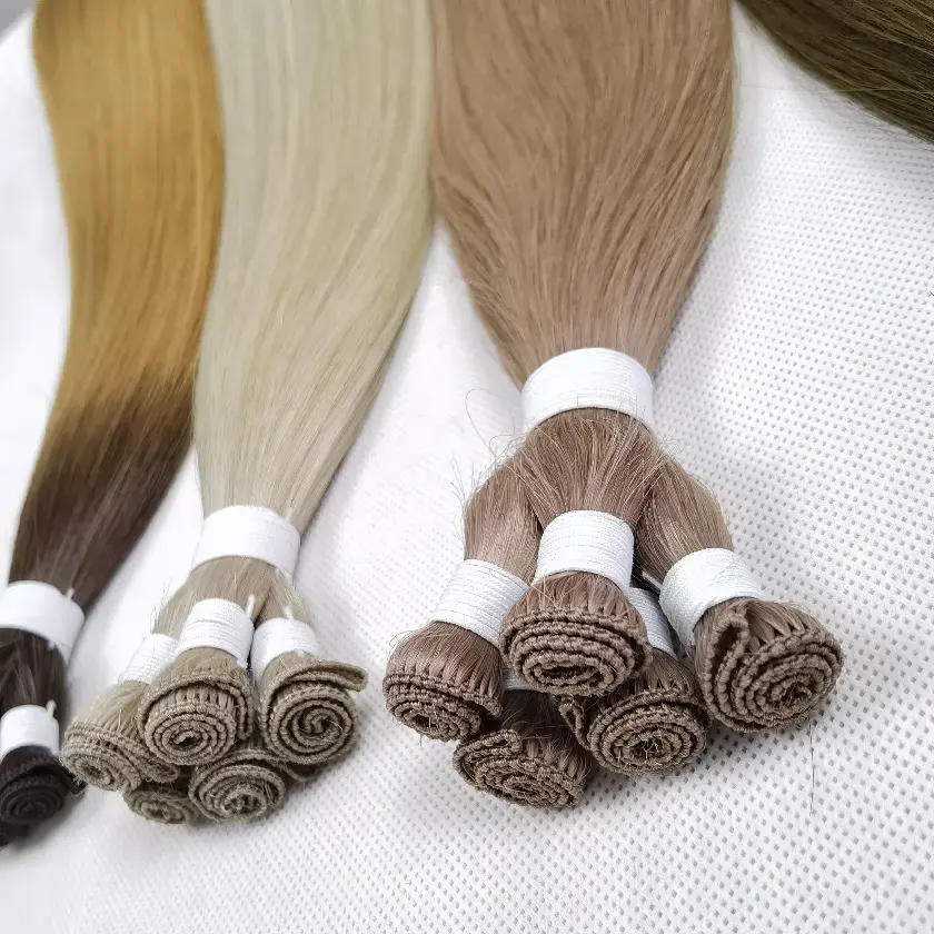 Russian Virgin Thin Invisible Genius Weft Hair Extensions Double Drawn Human Hair Genius Weft