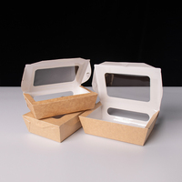 Boîte à sushi en kraft avec fenêtre oblongue, conteneur à sushi jetable biodégradable à emporter, boîte alimentaire personnalisée avec logo OEM en gros