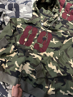 Sweat à capuche personnalisé Yingling 500 g/m² camouflage, logo brodé et imprimé, effet délavé soleil, fermeture éclair, coupe lourde, pull personnalisé