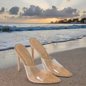 Femmes Sexy PVC <span class=keywords><strong>pantoufles</strong></span> Transparent bout ouvert sandales à talons fins talons hauts à la mode été chaussures supérieures pour dames - Product Image 4