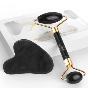 Luma Black Nephrite Gua Sha Jade Roller Set <strong>Facial</strong> Skin Roller <strong>Massager</strong> and Gua Sha <strong>Tools</strong>