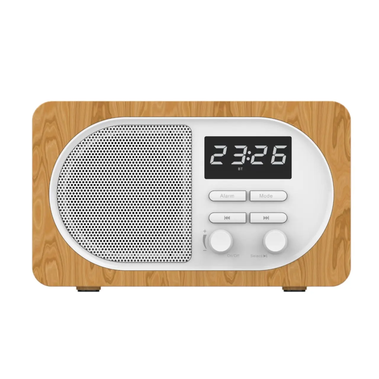 Speaker mode 2023 fcc ce jam alarm rohs BT 5.0 speaker portabel mini nirkabel pesta FM warna kayu