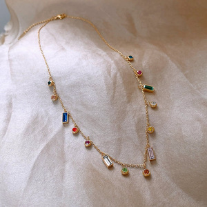 Collar de Cadena de Acero Inoxidable con Diseño Único, Moderno y Duradero, con Circonitas Multicolores, Estilo Simple, para Mujer - Product Image 2