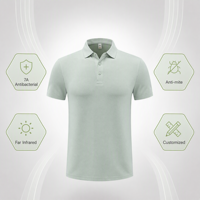 Polo pour homme 7A en coton tricoté, antibactérien, déodorant, anti-acarien, infroissable, uni, imprimé, avec poche, pour le quotidien, les affaires et le travail