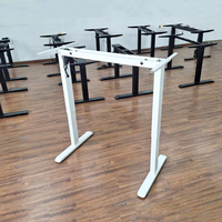 Cadre de bureau assis-debout électrique en métal à moteur unique, avec double support de jambe, réglable en hauteur et en largeur, design moderne pour bureau à domicile