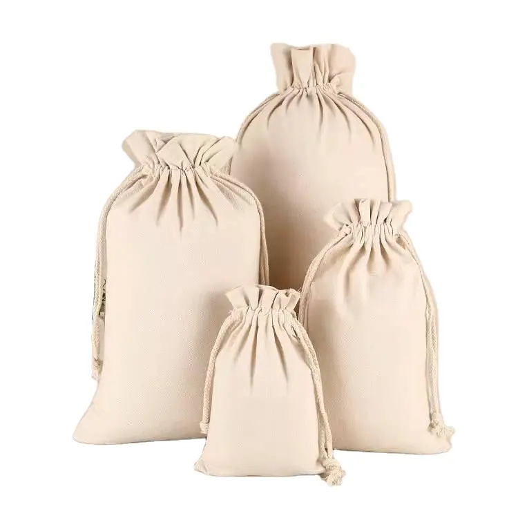 Bolsas de vino de muselina de algodón Natural con una sola botella con cierre de cordones