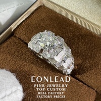 Bague de fiançailles vintage en or 9K 10K 14K 18K et platine PT950 avec diamant de laboratoire taille princesse 2 carats VVS2 et pavé multi-formes à bande large