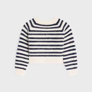 Logo personnalisé élégant femmes Mohair laine pull court nouveau Style rayé broderie pull tricoté pour l'hiver Odm - Product Image 2