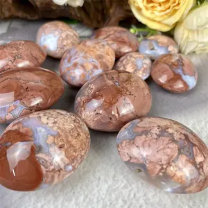 New Arrival Brazil Antique Pink Agate Palm Stone Natural Crystal For Spiritual Healing