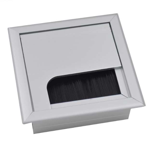 Aluminum Wire Box  Office Table Desktop Socket with Brush Furniture Cable Wire Box