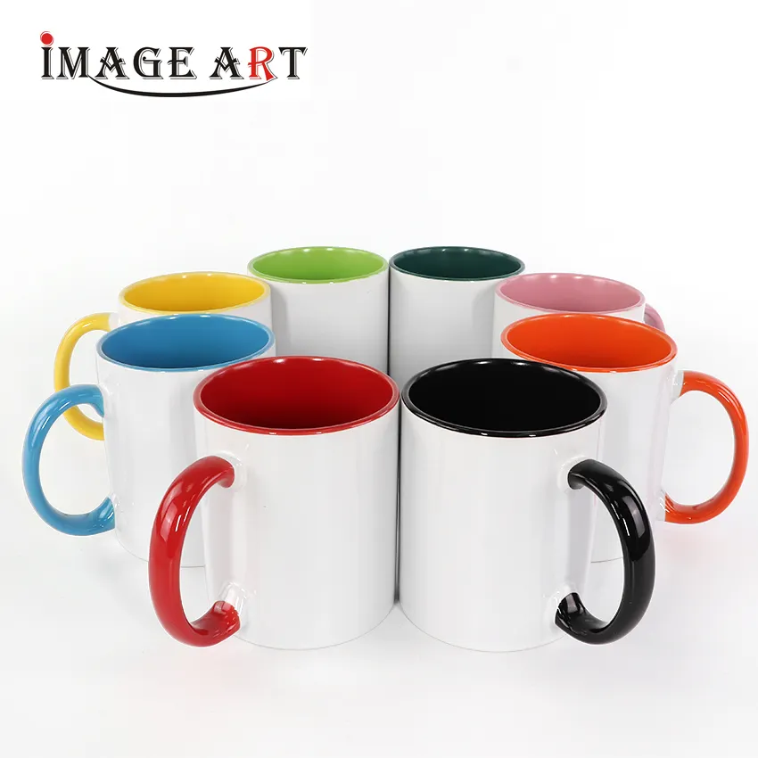 11oz Inner Handle Colorful Ceramic Mug Sublimation Blank with Coating