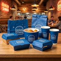 Boîte à emporter pour fast-food, hamburgers et frites, en carton ondulé pliable, avec logo personnalisé, écologique, biodégradable et pelliculage mat