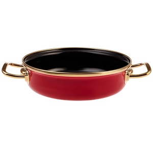 Ensemble de casseroles rétro classiques en émail rouge, poêle à frire avec revêtement à induction, 24 <span class=keywords><strong>cm</strong></span>, en acier au carbone <span class=keywords><strong>émaillé</strong></span>, compatible four et lave-vaisselle - Product Image 4