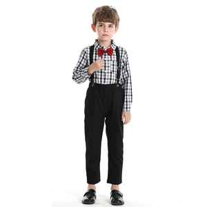 Costume de gentleman pour garçon, chemise pour tout-petit avec nœud papillon, ensemble pantalon à bretelles pour bébé, rouge, tendance - Product Image 6