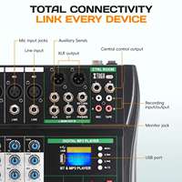 Console de mixage professionnelle XTUGA CT6/8 à 8 canaux en métal avec enregistrement USB, effets intégrés, égaliseur 3 bandes, Bluetooth, prise en charge du karaoké