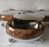 Juego de Calentadores de Comida Profesionales para Catering, 3 Piezas, 4L, 5L, 6L, Acero Inoxidable, Aislados, Estilo Árabe de Lujo, Venta al por Mayor, Plato para Buffet