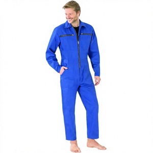 Men's Blue Cotton Work Coverall Breathable Zip Front <b>Overalls</b> - Product Image 1