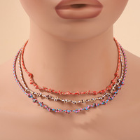 Collar de Cadena con Nudos Trenzados Coloridos Estilo Bohemio, Gargantilla Delicada y Fresca, Collar con Dijes Étnicos Coloridos DIY