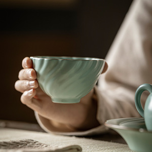 Taza de té Tianqing Ru Kiln, taza maestra de porcelana hecha a mano con esmalte craquelado, taza individual para té Kung Fu - Product Image 3