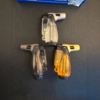 Briquet à cigares gonflable coupe-vent à flamme unique, pistolet de soudage droit, boîte à gaz transparente, torche à flamme jet pour cigarettes