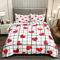 Housse de couette moderne en polyester 3D, motif rose, élastique, respirante, 300TC, romantique, cadeau pour la Saint-Valentin