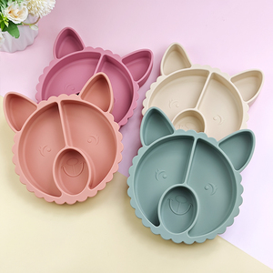 Assiette pour bébé en silicone de qualité alimentaire avec logo personnalisé, design alpaga, pour enfants, assiette à repas divisée pour enfants - Product Image 2