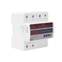 Interrupteur sélecteur électrique 220V 63A 80A 100A avec affichage LED de surveillance en temps réel, protection IP20, en cuivre, montage sur rail DIN