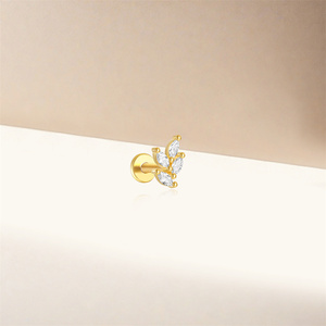 Pendientes de Plata de Ley S925 con Forma de Hoja para Mujer, Diseño Simple, Pequeños y Frescos, con Base Plana - Product Image 3