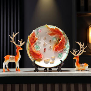 Figurines décoratives d'entrée en résine époxy artistique Lucky Elk Home Wanshixing, luxe léger, moderne, décoration de séparation de salon chaleureuse - Product Image 1