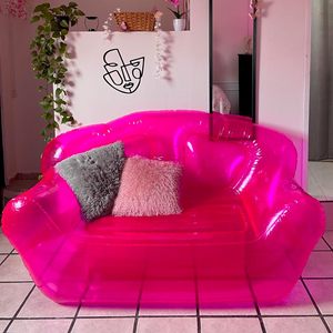 Sofá Inflable Transparente Rosa Moderno, Plegable y Portátil para Acampar, Sala de Estar y Uso en Exteriores - Product Image 5