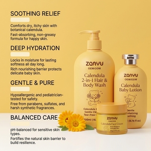 Set <span class=keywords><strong>Shampoo</strong></span> e Bagnoschiuma Vegano per Neonati a Marchio Privato, Lozione per Bambini Senza Solfati con Calendula e Vitamina E, Cura Idratante per Neonati - Product Image 4
