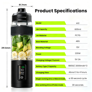 Licuadora Portátil Inteligente de un Solo Toque, Licuadora Portátil de Gran Calibre para Smoothies y Batidos, Mini Extractor de Frutas para Uso en Campamentos - Product Image 6