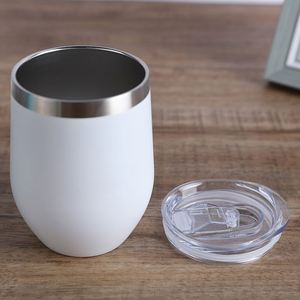 Vente en gros de tasses à café en acier inoxydable 304 de 12 oz, tasse à double paroi en forme d'œuf personnalisée avec couvercle, gobelet à vin de voyage - Product Image 2