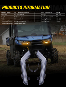 Feux de signalisation LED DOT, feux de jour DRL pour Can-Am Defender Max Commander 2020-2022, pour Can-Am Commander <span class=keywords><strong>700</strong></span> <span class=keywords><strong>DPS</strong></span> 2023, lampe blanche/jaune - Product Image 6