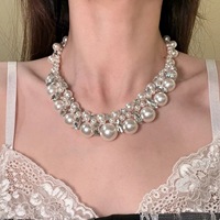 Collier ras du cou en bambou avec imitation de perles et zircon, style rétro vintage, bijoux élégants et raffinés pour femmes