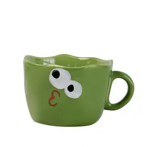 Ins可爱手绘青蛙眼睛陶瓷咖啡杯