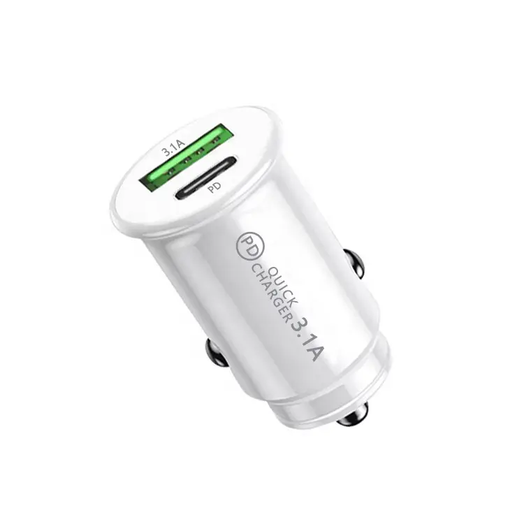 Chargeur de téléphone portable intelligent Mini Dual USB Type-C PD pour voiture 30W Fast 2 ports USB Qc 3.0 et Type C PD Car Charger