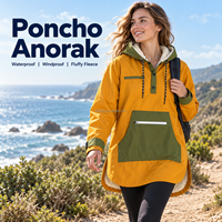 Poncho imperméable personnalisé, anorak doublé en polaire, coupe-vent, veste à manches longues pour la randonnée, le camping et les activités de plein air