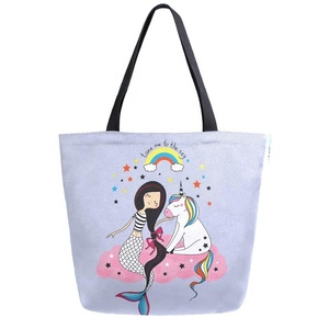 Bolso de compras con asa de algodón para mujer, bolsa de mano con logotipo de impresión Digital, a la moda, personalizado - Product Image 6