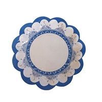Assiettes de table jetables en papier bleu et blanc de style chinois du Zhejiang, avec bordure dentelle vintage, pour fêtes et réceptions
