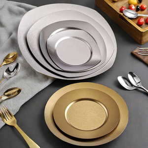 Assiettes à fruits de fête en gros, assiettes à café et à thé, vaisselle de cuisine, vaisselle en métal, assiettes en acier inoxydable pour restaurant - Product Image 5