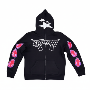 Sweat à capuche zippé avec impression bouffante personnalisée 100% coton Street Oversize Sweat à capuche zippé BY VIKY INDUSTRIES - Product Image 1