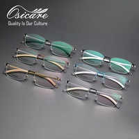 Montures optiques sans vis personnalisables avec logo, demi-cerclées, en titane, pour verres de vue semi-prescrits, monture pour myopie sans vis