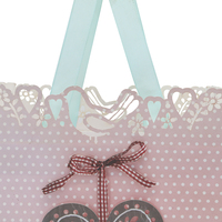 Sac cadeau personnalisé en papier à pois en forme de cœur fleur oiseau fleur rose avec poignées pour emballage Noël Saint-Valentin