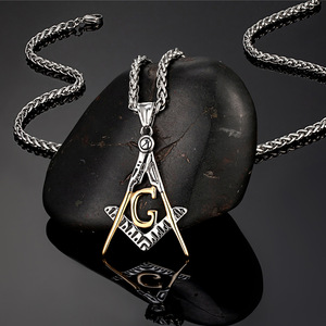 Colgante con Símbolo Masónico, Diseño de la Letra G, Collar para Hombre, Aleación de Zinc, Cadena de 60 cm, Joyería de Regalo - Product Image 1