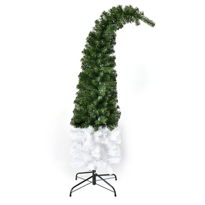 Sapin de Noël <span class=keywords><strong>à</strong></span> col crochu, bicolore vert et blanc, pliable et télescopique, article de décoration DIY pour les fêtes de Noël - Product Image 2