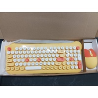 Clavier et souris sans fil 2,4 G avec 100 touches colorées en forme d'oreilles d'animaux mignons, étanche, en stock pour les filles, les étudiants, les PC