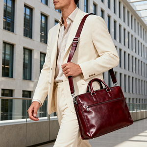 Bolso de mano para documentos de 14 pulgadas de gran capacidad de cuero de grano Superior de Negocios de <span class=keywords><strong>Abogados</strong></span> de moda clásico personalizado, bolso de trabajo para ordenador portátil, maletín - Product Image 2